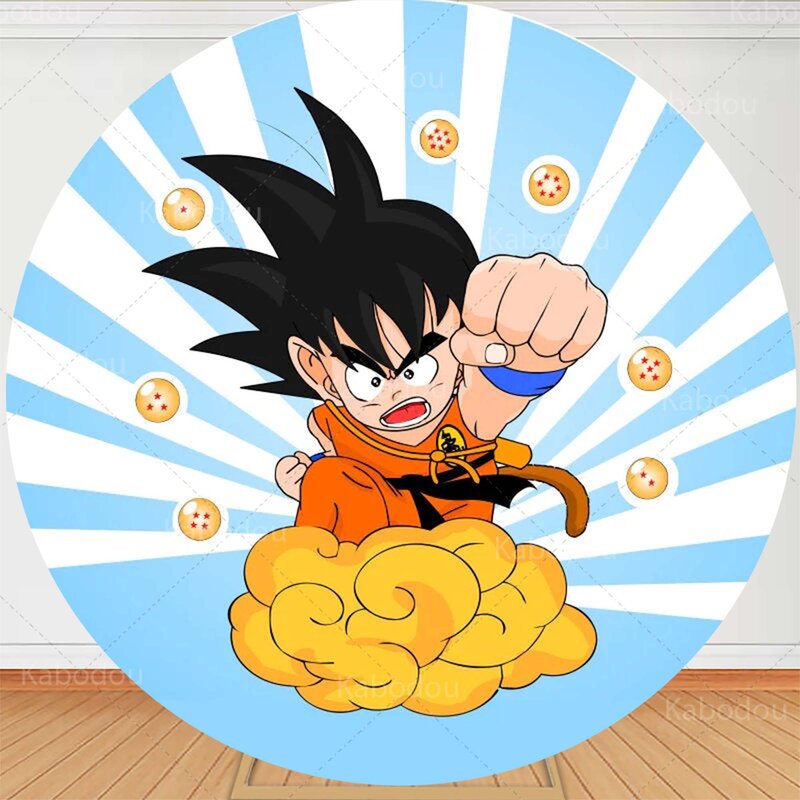 Dragon Ball Round Baby Goku Backdrop Boys Birthday For Party Decoration Baby Shower Photography Background Circle Studio Prop
