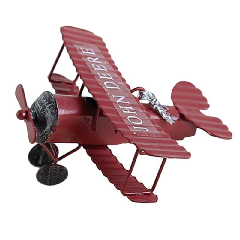 Dwupłatowy metalowy Model Ornament samolot pulpit Retro dekoracje samoloty