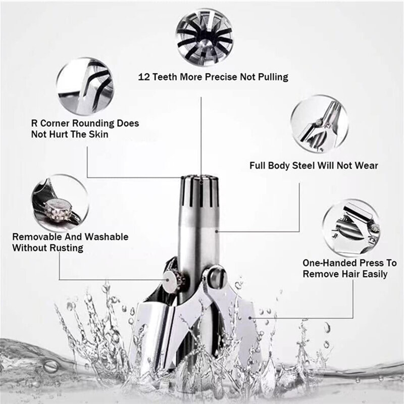 2/1PC Men's Nose Hair Trimmer Stainless Steel Manual Trimmer Suitable For Nose Hair Razor Washable Portable Nose Hair Trimmer