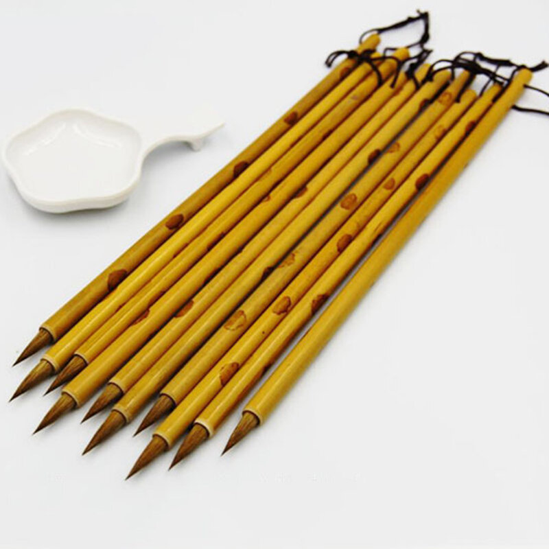 5 шт. Weasel искусственные волосы ручной работы, Бамбуковая ручка, стандартная щетка для письма от Xiaokai