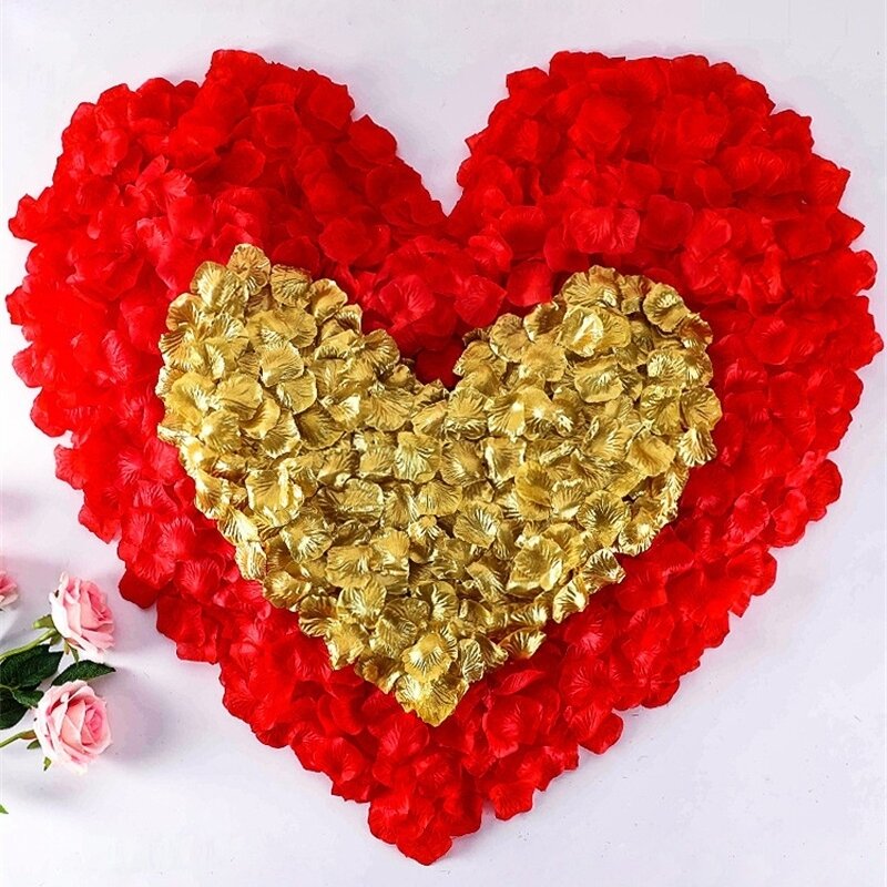 Pétalo de flor de rosa de seda romántica Artificial, decoración de fiesta de propuesta de matrimonio, boda, día de San Valentín, oro y plata, 500 piezas