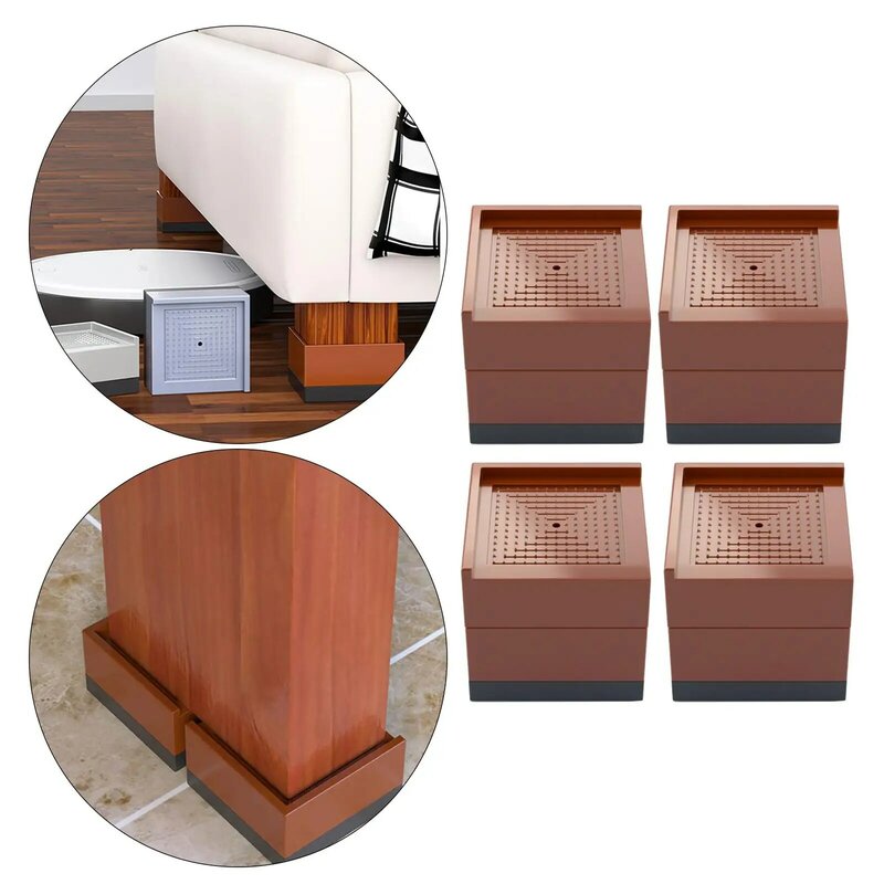 Elevadores de muebles cuadrados de 4 piezas, elevadores de escritorio resistentes, accesorios de soporte