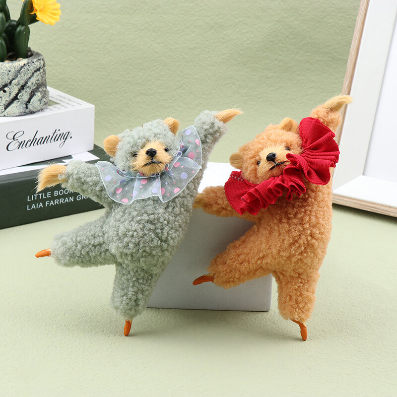 Nowy kreskówka Kawaii tańczący niedźwiedź lalka pluszowa pokój przy łóżku wisiorek kreatywny w pluszowe poduszki do samochodu z niedźwiedziem baletowym prezent urodzinowy dla dzieci