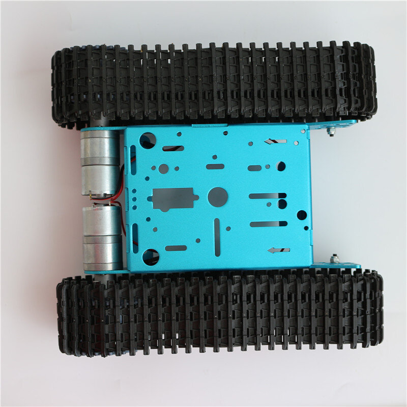 Sasis tangki RC, peredam guncangan bingkai logam Crawler troli dengan 6-9v Motor untuk Arduino Robot DIY Kit dapat diprogram Robot mobil