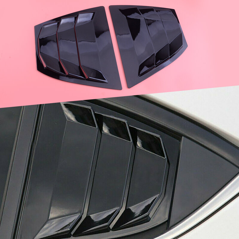 2 pçs preto brilhante janela lateral traseira do carro grelha ventilação capa quarter plástico abs apto para mazda 3 axela 2014 2015 2016 2017 2018