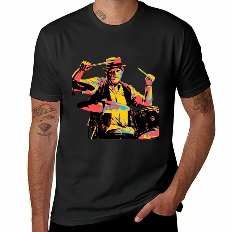 Bill kreutzmann-男性用半袖Tシャツ、エッセンシャルポップアート、75歳の誕生日用、夏用