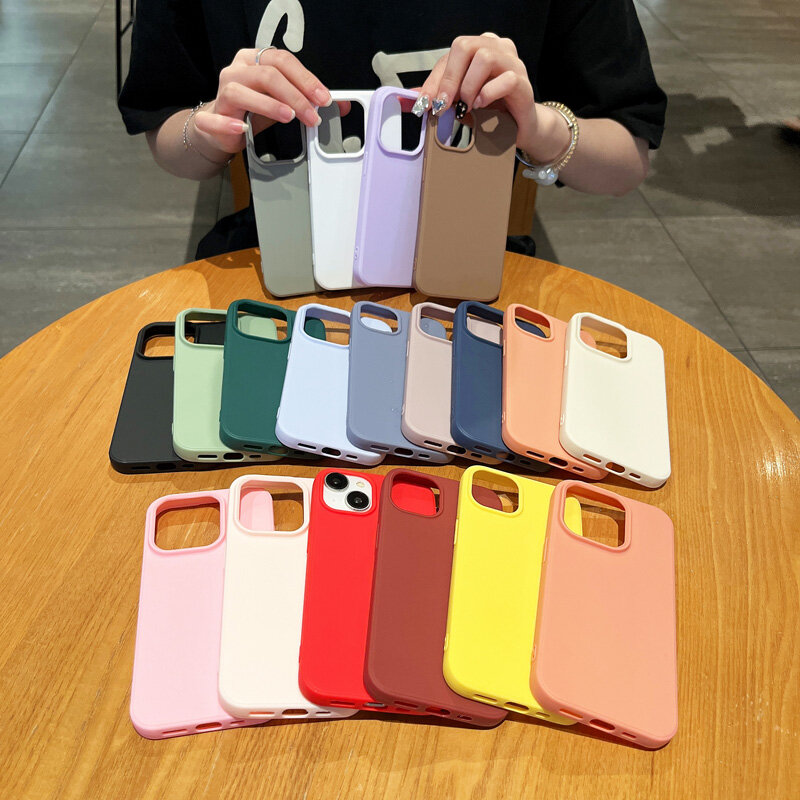 Модный мягкий чехол карамельных цветов для телефона IPhone 11, 12, 14, 13, 15 Pro Max, 14Plus, бампер для камеры, Противоударная защита, матовый чехол, оболочка