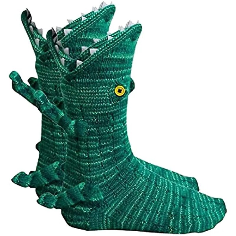 Funny Crocodile Socks Novelty Animal Shark Crocodile Crew knit Winter Warm Floor Socks for Men and Women Gifts