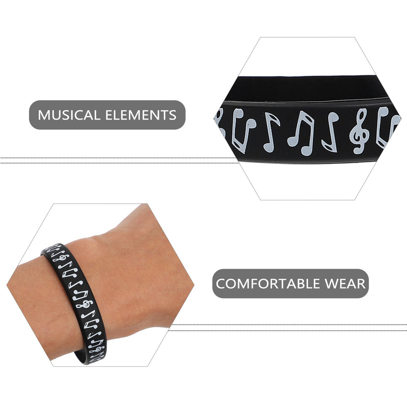 Bracelets en silicone avec notes de syllabe, décor musical, bracelets en silicone, 10 pièces