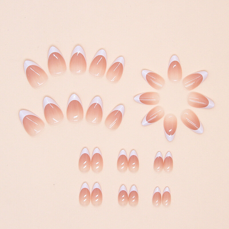 Gradient Französisch gefälschte Nägel y2k handgemachte Spitzen glänzen Chamäleon Flocken Hologramm Spiegel Maniküre Gothic Presse auf Nägeln 30 stücke