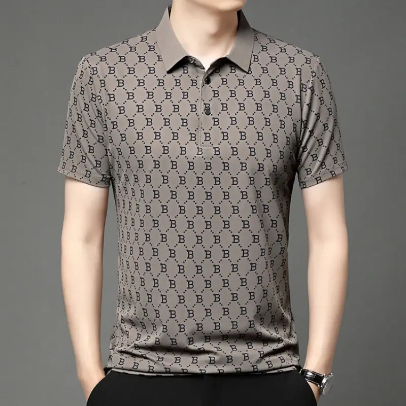 POLO de manga corta con letras de alta gama para hombre, camiseta informal de moda de verano, nueva
