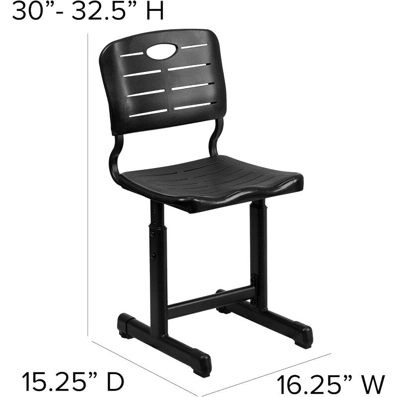 Chaise d'étudiant noire avec cadre sur piédestal, réglable, antidérapant, anti-dérapant, chaise de prévention, recommandé, 03/utilisation