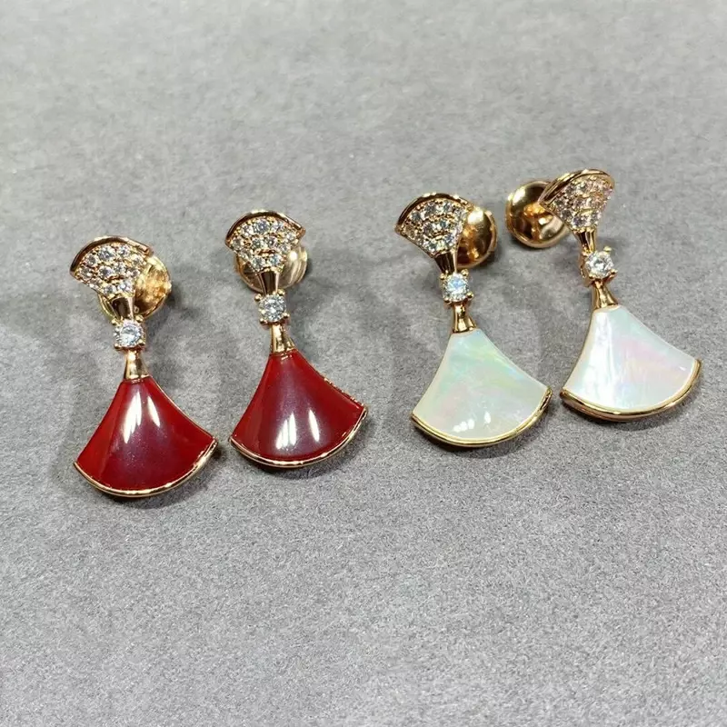 High Quality S925 Natural White Fritillaria Skirt Earrings for Women Elegant and Fashionable Brands Luxury Jewelry Banquet Gifts