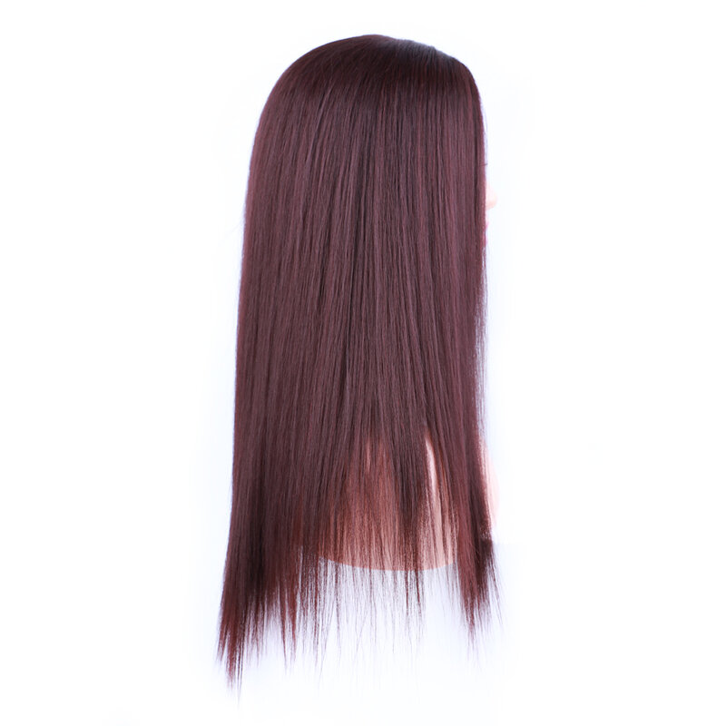 Peruca de mistura de cabelo humano indiano longo 23 polegada máquina feita não-remy tamanho médio seda reta peruca mistura de cabelo humano