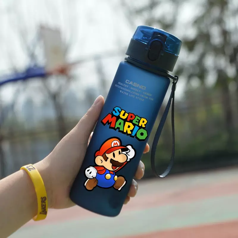 Garrafa De Água De Plástico Portátil, Super Mario Bros, Figuras Dos Desenhos Animados, Copo Bebendo, Grande Capacidade, Presentes, 560ml