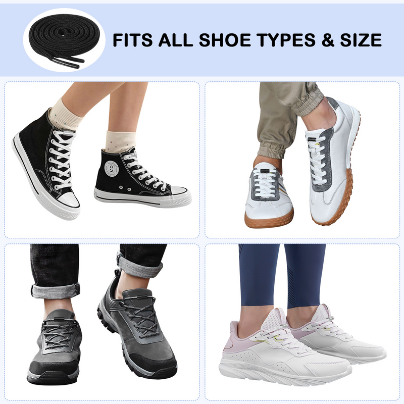 2 Pairs White White Shoe Laces for Shoes Lace-free Adults Sneaker Universal Elastic Long Sneakers Child