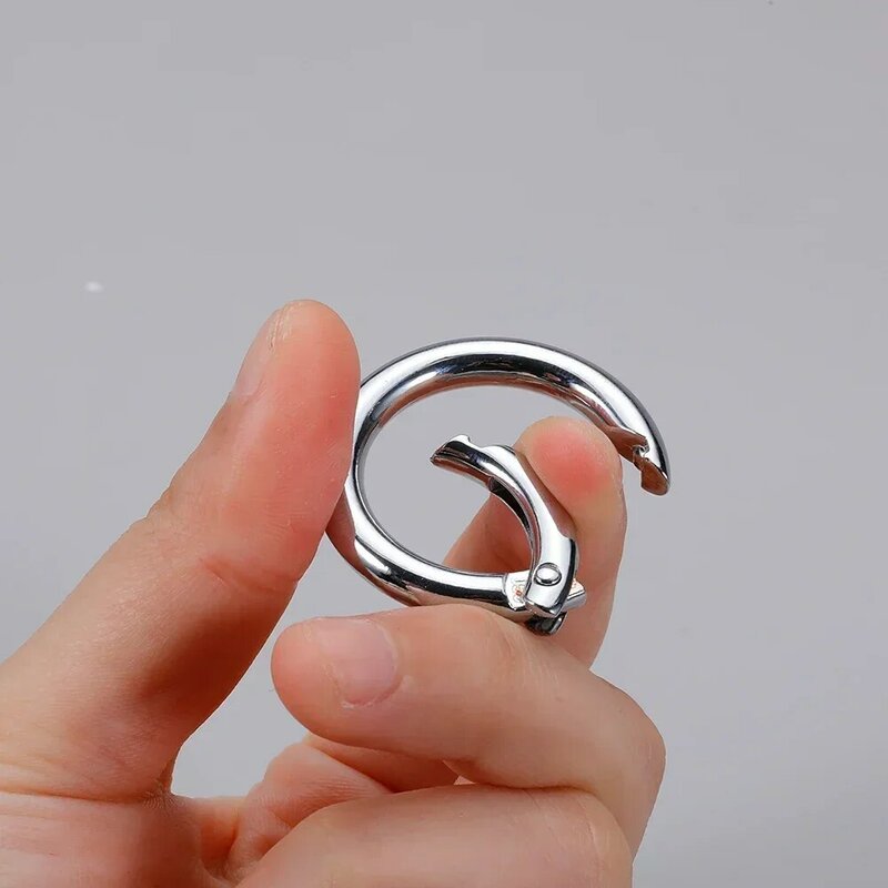 5pcs 25/28/35/43/49mm Round Carabiner Ring Split Spring Gate Keychain O Ring Metal Bag Rings for Jewelry Making Connector Clips
