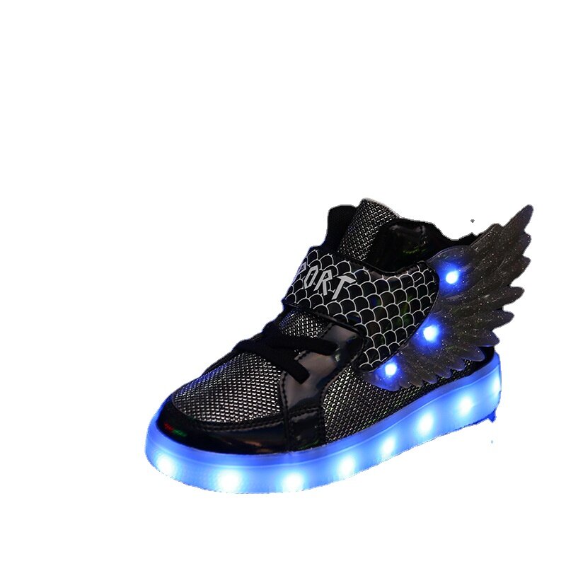 Calçados Casuais para crianças Novas Pequenas e Médias Crianças LED Carregamento Luminosos Sapatos para Crianças Sapatos USB Luz Colorida Sapatos