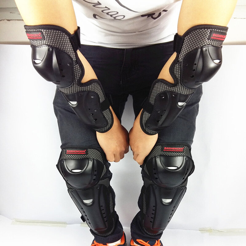 Motorcycle Kneepads & Elbow Protective Gear Motocross Skating Riding Knee Protectors 1set Knee Guard Motorcycle Protective Gear