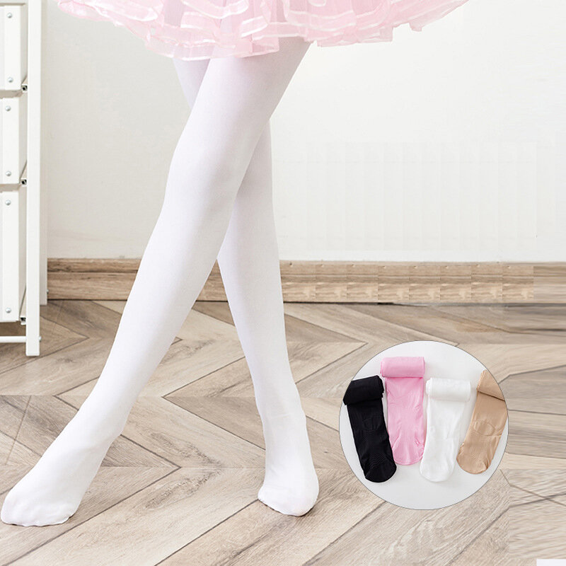 Детские Балетные тонкие модные бархатные колготки для девочек, однотонные черные белые розовые чулки