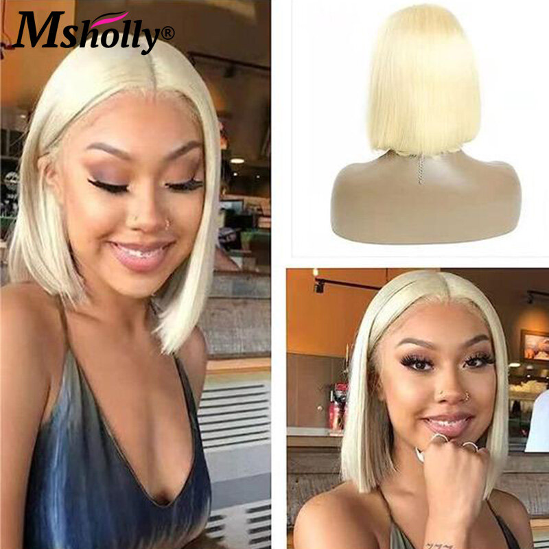 613 Transparent Lace Front Wigs Human Hair Honey Blonde T Part Lace Front Wig For Women Short Bob Human Hair Wig Brazilian Hair