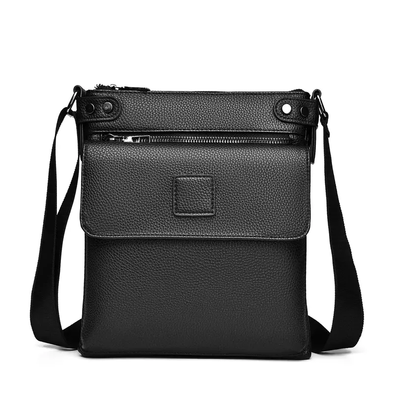 2024 New Men's bag high quality PU leather Crossbody Bag Large Capacity  double deck Shoulder bag  husband Fashion Handbags