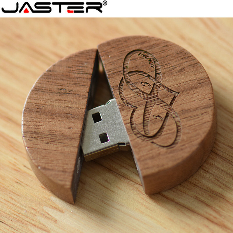 O bordo de madeira da movimentação do flash de jatser 2.0 usb 64gb walnut redondo 32gb 16gb 8gb livram a vara da memória do logotipo feito sob encomenda é pequeno e conveniente