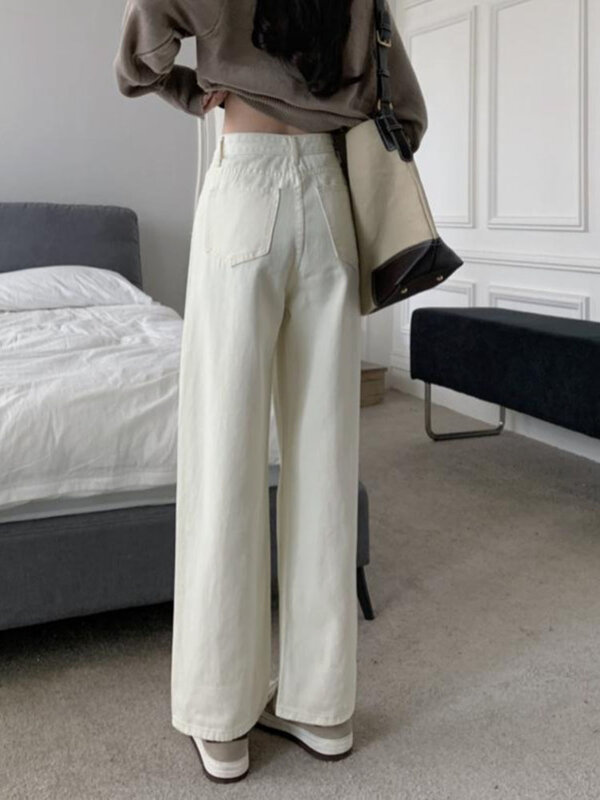 Pantalones vaqueros rectos para mujer, nuevo diseño de verano, vaqueros de cintura alta, pierna ancha, pantalones largos de cintura alta, 2022