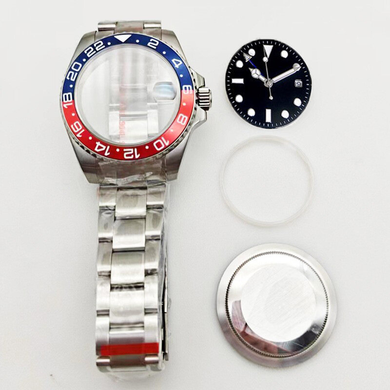 Movimento Relógios Conjunto de acessórios, pulseira de aço para GMT, fivela borboleta, Sapphire Fit, 40mm, 8215, 2813, 2836, NH34, NH35, NH36