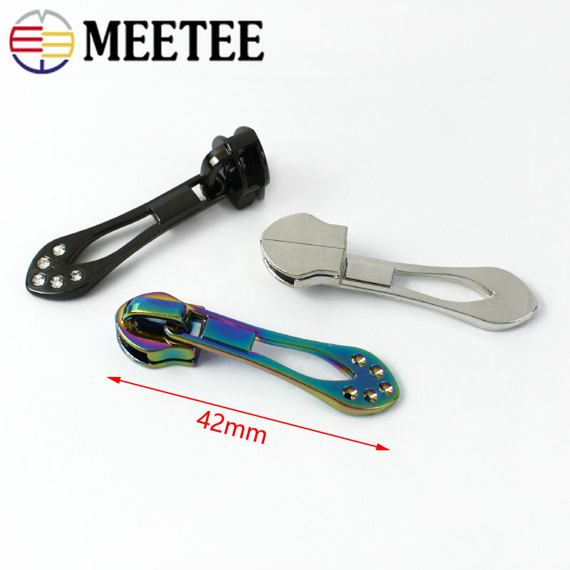 Meetee 10/20/50Pcs 5# Zipper Slider for Nylon Zips Tape Garment Pockets Zippers Puller Head Sewing Zip Repair Kits Replacement
