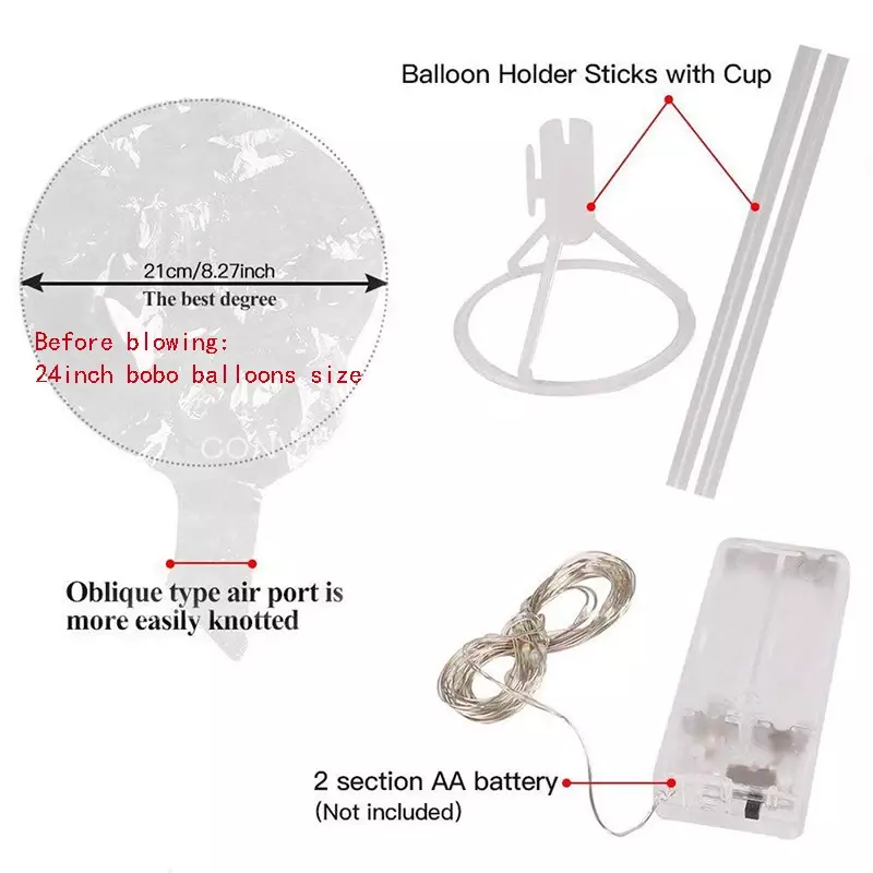 Menangani Led Balon dengan Tongkat Bercahaya Transparan Helium Bobo Balon Ulang Tahun Pernikahan Dekorasi Pesta Anak Lampu LED Balon