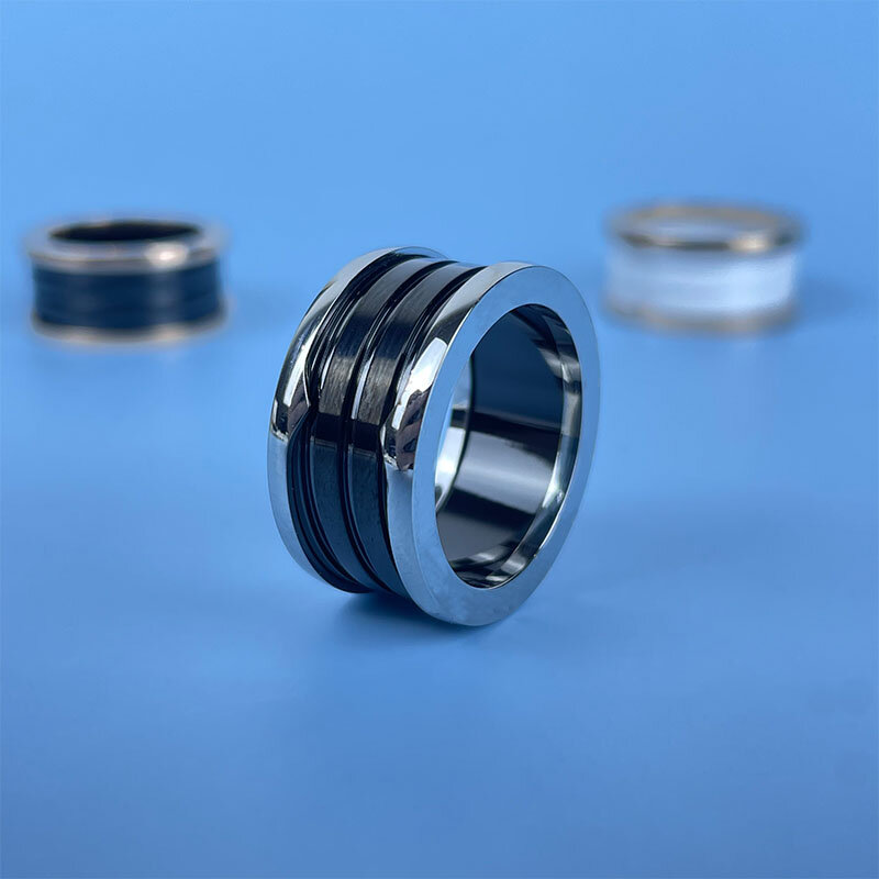 男性と女性のための電気メッキの結婚指輪,ステンレス鋼,高級ブランド,セラミック色の分離,ギフトs925,2024