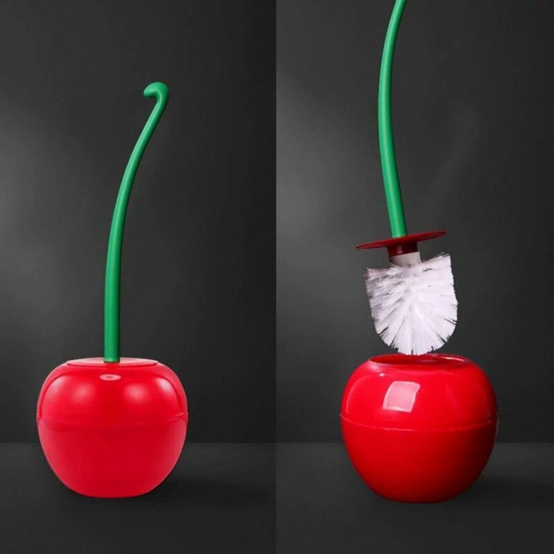 Hot Toilet brush New Lovely Cherry Shape Lavatory Brush Toilet Brush Holder Set Toilet Borstel Cepillo Wc trump Fast Delivery