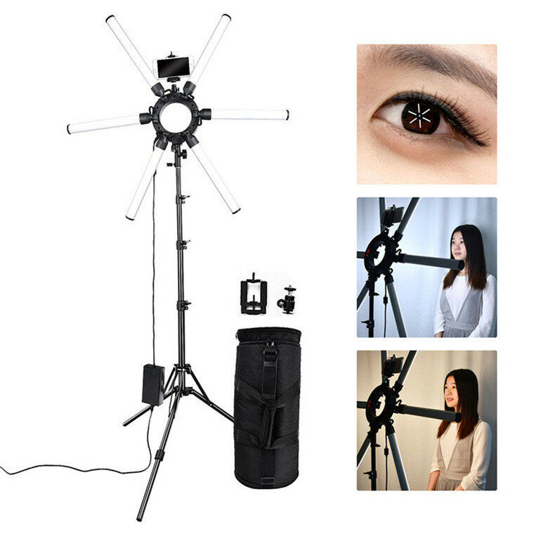 RD New arrival 6 tube super Eyes Star led video studio photography fill light with tripod TL-1200S