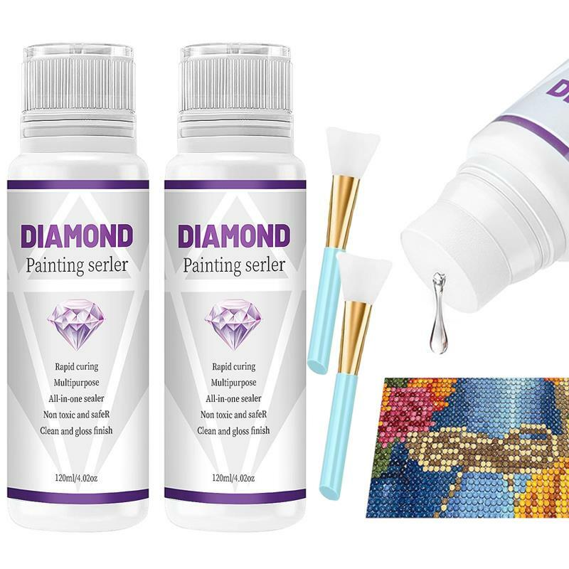 120ml/60ml Diamond Painting Glue Sealer Diamond Art Permanent Hold & Shine Effect Sealer Diamond Painting Puzzles With Brush