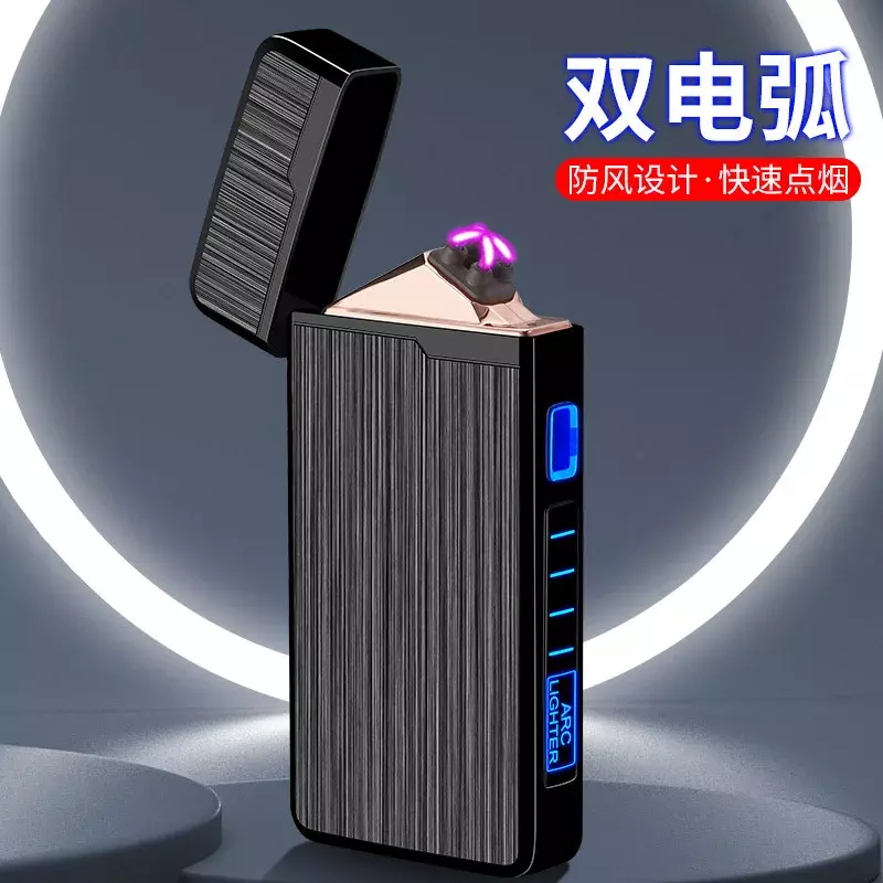 Briquet Plasma Touriste Coque Tactile, Rechargeable par USB, Coupe-Vent, Sans Flamme, Cadeau pour Homme