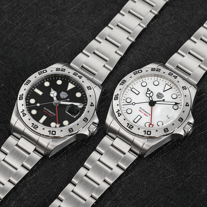 Zegarek mechaniczny Watchdives WD16570 NH34 ruch GMT zegarki męskie szafirowy kryształ 100m wodoodporna stal nierdzewna zegarek na rękę