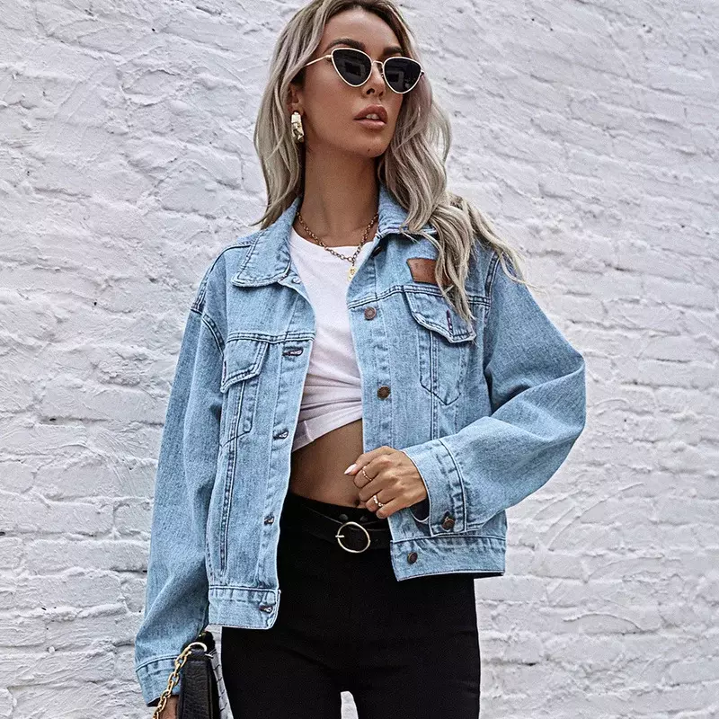 INS Retro Fashion Commuter Loose All-match Casual Denim Jacket 2021 Autumn and Winter Single-breasted Lapel Women's Clothing