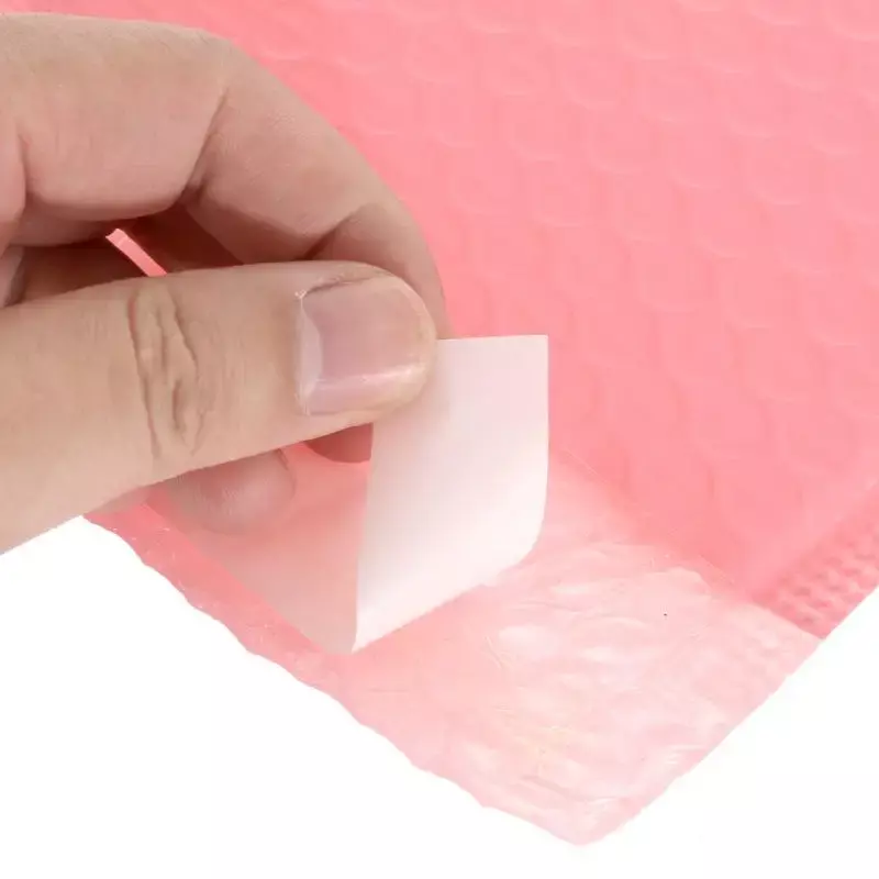 バブルパッド入り封筒,20個,粘着性封筒,ビニール包装,ピンク