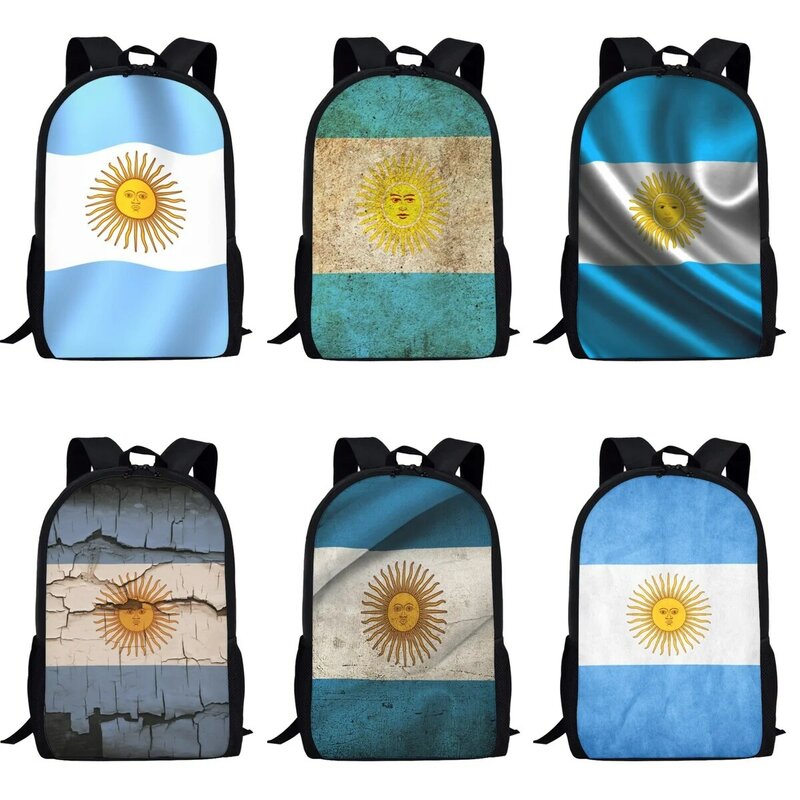 Flag of Argentina Children School Bags Casual Academy Backpack for Girls Boys Simple Style Bag Women Men Large Capacity Backpack