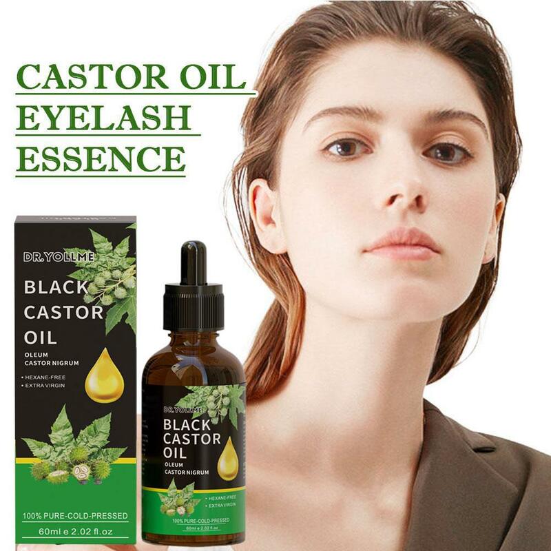 Aceite de ricino negro para masaje de la piel, aceite esencial para el cuidado del envejecimiento, previene el crecimiento de las cejas, producto para el cabello, Y3x8