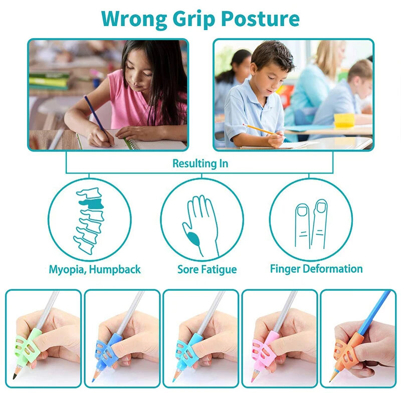 5-100Pcs Children's Writing Pencil Pot Holder Children Learn Practice Silicone Pen Assisted Grip Posture Orthosis for Students