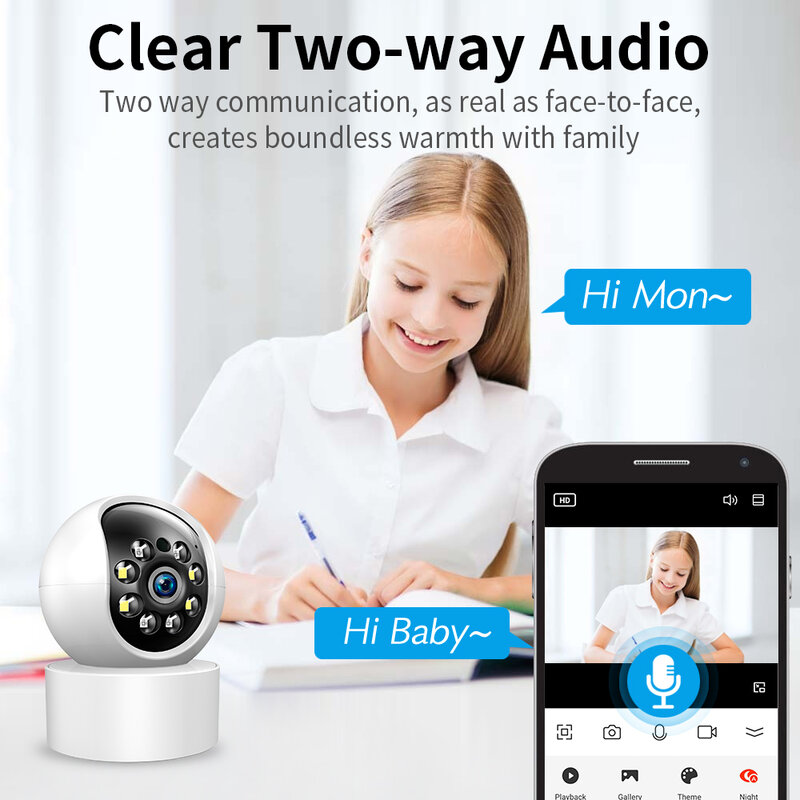 PGST Tuya Smart Wifi IP Camera Baby Monitor Home Security Surveillance Camera Smart Life App Control Color Night Vision T57A