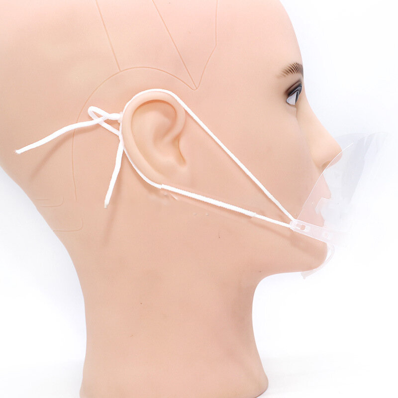 Restaurant Mouth Mask Sheild Transparent Unisex Face Mask Mouth Reusable Plastic Mask For Hotel Chef Mask