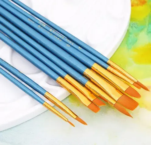 6/10pcs set Watercolor Gouache Painting Pen Nylon Hair Paint Brush Set Drawing Art Supplies