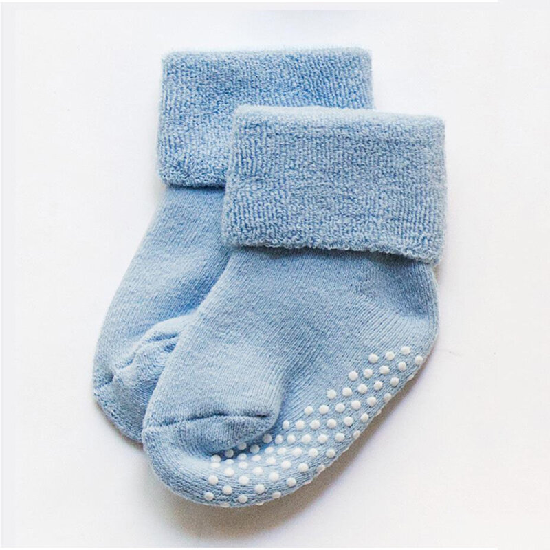 Meias grossas de algodão para bebê recém-nascido, meias Terry antiderrapantes para meninos e meninas, meias quentes para outono e inverno, 0-3 anos