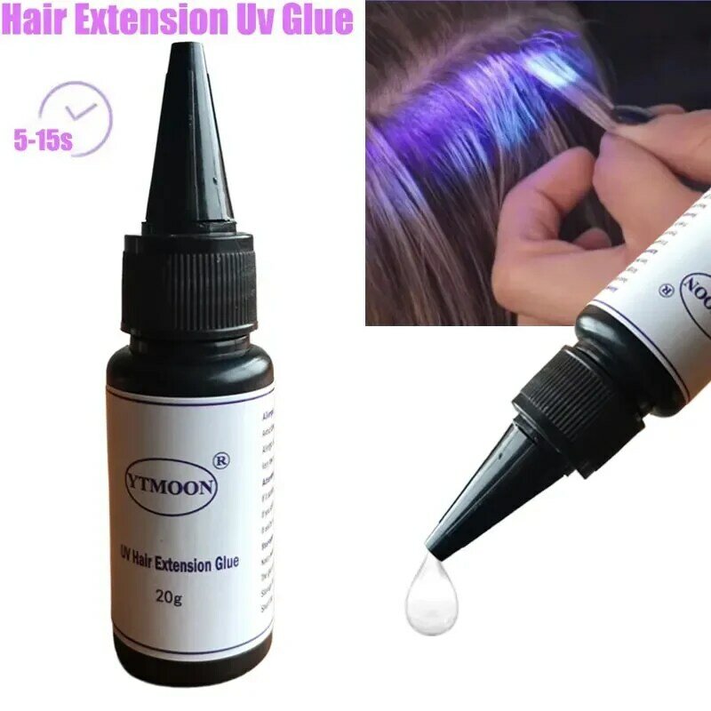 Cinta adhesiva UV para extensión de cabello, adhesivo duradero sin irritante, resistente al agua, a prueba de aceite, maquillaje profesional, salón de belleza, 20g