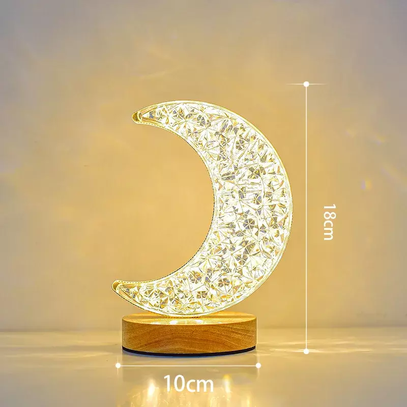 Креативная Звезда Луна искусство подголовник для спальни украшение для спальни USB тёплые настольные лампы из акриловых кристаллов для гостиной