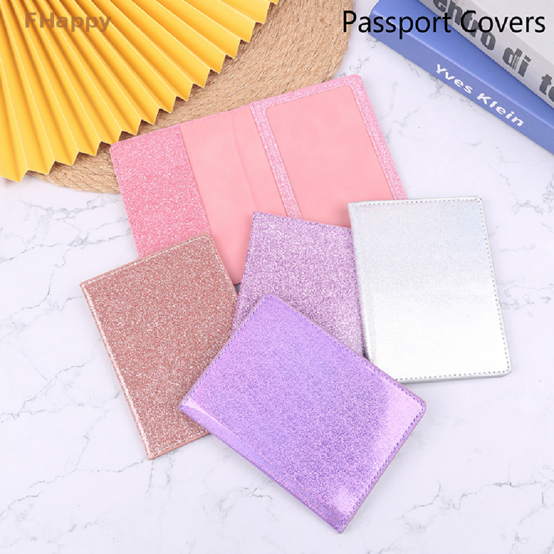 Glitter Sequin PU Leather Passport Holder Bag Business Card Passport Cover Travel Credit Card Holder Cover Driver License Bag