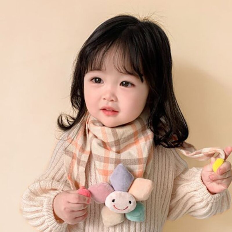 부드럽고 피부 친화적인 귀여운 아기 스카프, 귀여운 코튼 통기성 아기 스카프, 따뜻한 방풍 어린이 삼각형 스카프